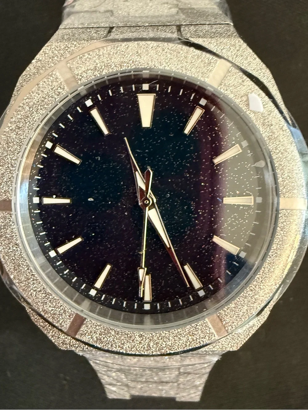 PELVINI MENS ITALIAN WATCH FROSTED SILVER MATCHING LINK BAND & LINK REMOVAL TOOL